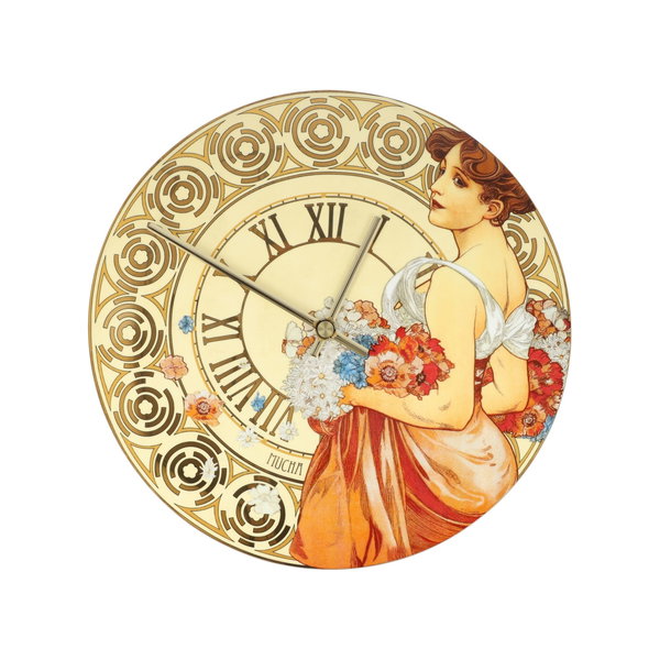 Porzellan Wanduhr 'Mucha Floral Beauty' von Alphonse Mucha