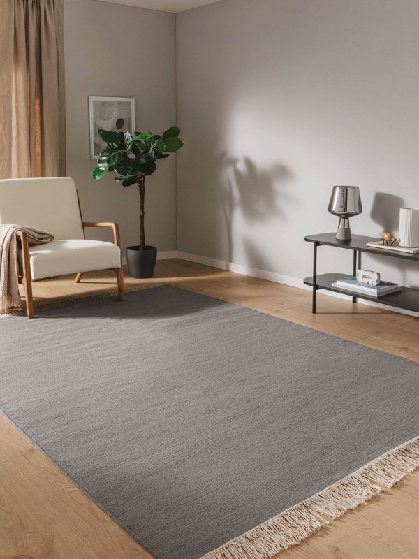 Design Wollteppich Liv Grau