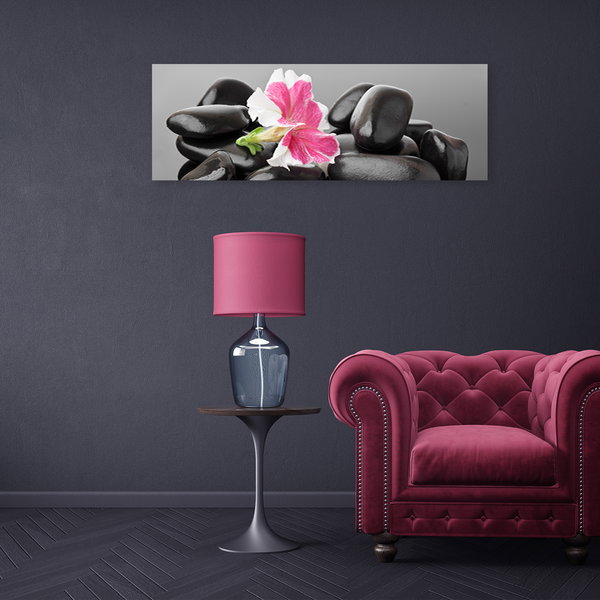 Kunstdruck auf Leinwand 'Pink Orchids on Stones 1'