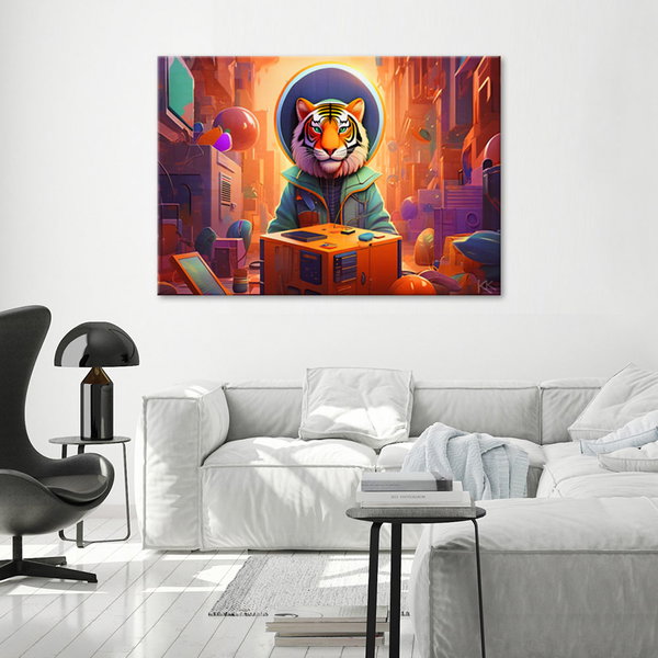 Kunstdruck auf Leinwand 'The Tech Tiger'