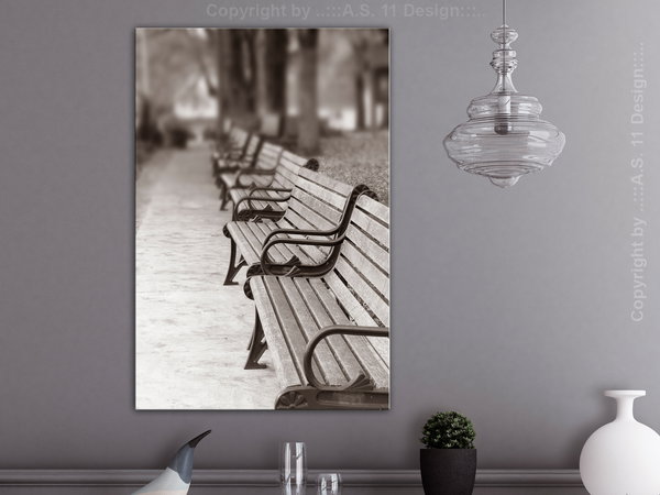 Kunstdruck auf Leinwand 'Park Benches Vertical'