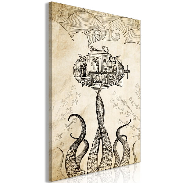 Konsttryck på duk 'Vintage Submarine Vertical'