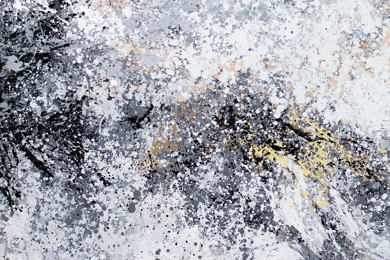 XXL Olieverf schilderijen 'Rain of Light' | Handgeschilderd unicum komt in de ruimte goed tot zijn recht.