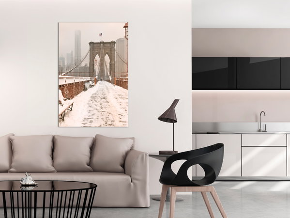Impression sur toile 'Brooklyn Bridge in Sepia Vertical'