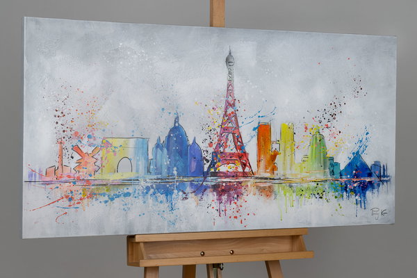 Handgemaltes Gemälde 'Eiffelturm voll Pracht' 120x60cm | inkl. Echtheitszertifikat