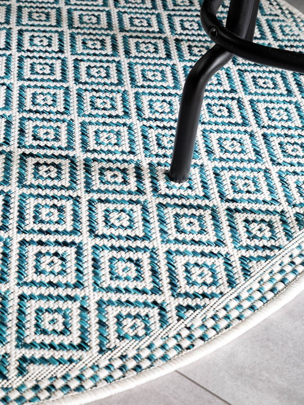 Design In- &amp; Outdoor Runder Teppich Cleo Blau