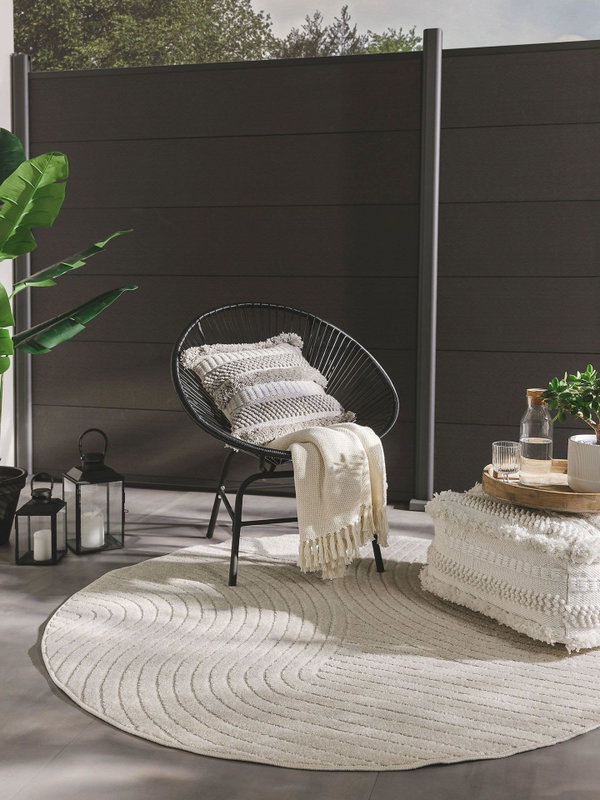 Design In- &amp; Outdoor Runder Teppich Mars Beige