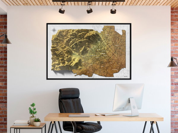 Poster 'Raised Relief Map: Vienna'
