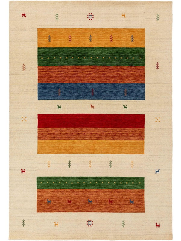 Tappeto fatto a mano 'Jamal Multicolour/Beige' 80x150cm