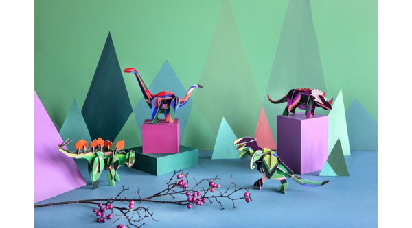 Papierskulptur 'Jade-Dino'