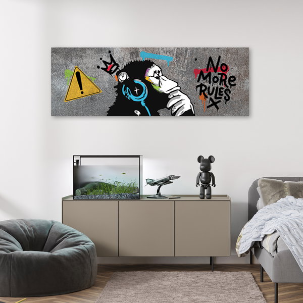 Kunstdruck auf Leinwand 'Chimp No More Rules'