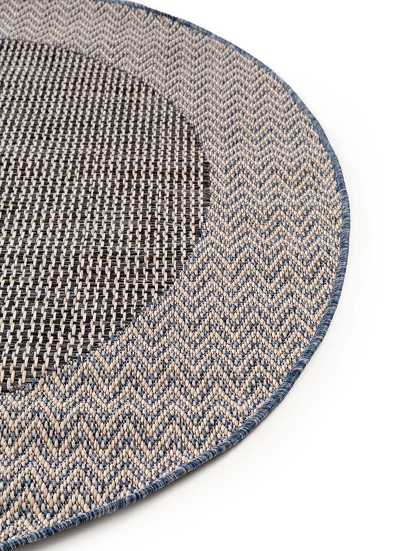 Design In- &amp; Outdoor Runder Teppich River Beige/Blau