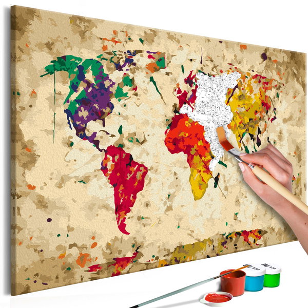 Schilderen op nummer volwassenen 'World Map (colour spots)'