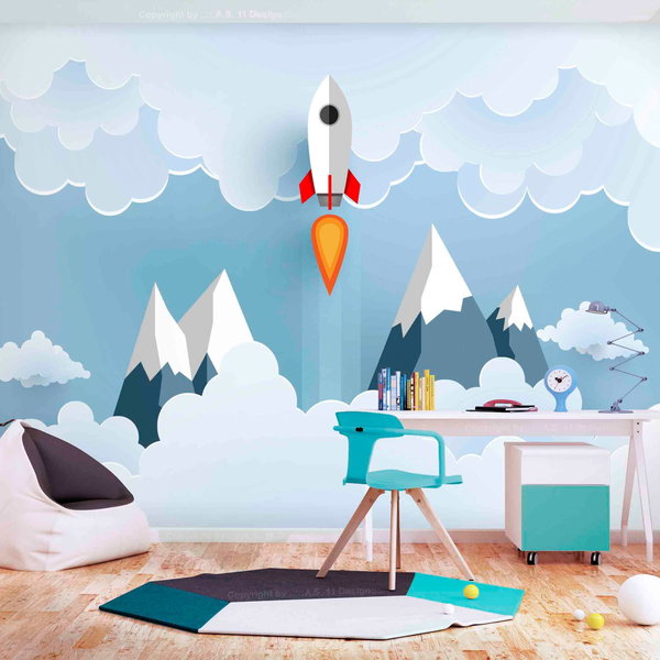 Papier peint autocollant 'Rocket in the Clouds'
