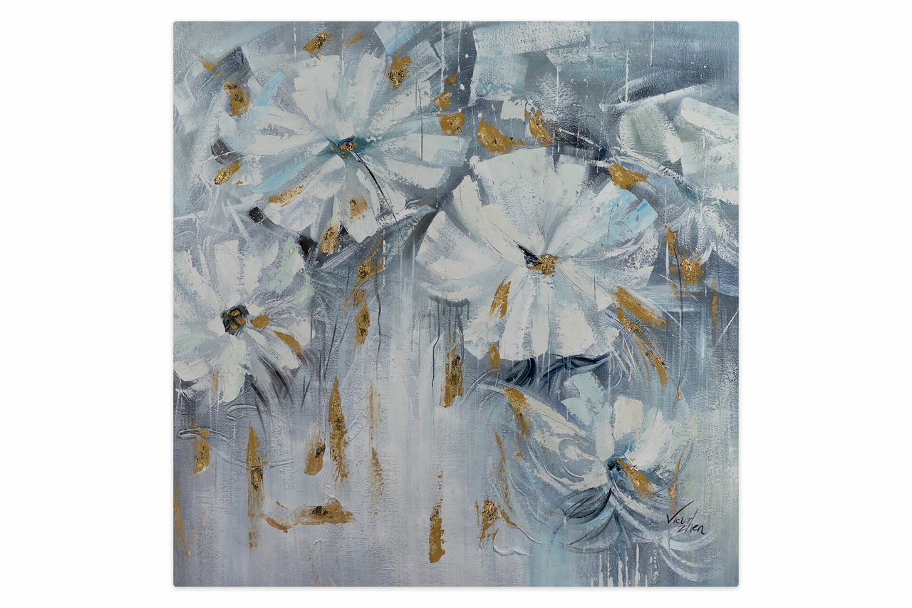 XXL Olieverf schilderijen 'Blossoming Gold' | Handgeschilderd unicum in de ruimte.