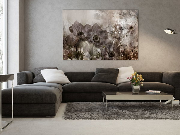 Kunstdruck auf Leinwand 'Anemones in Sepia Wide'