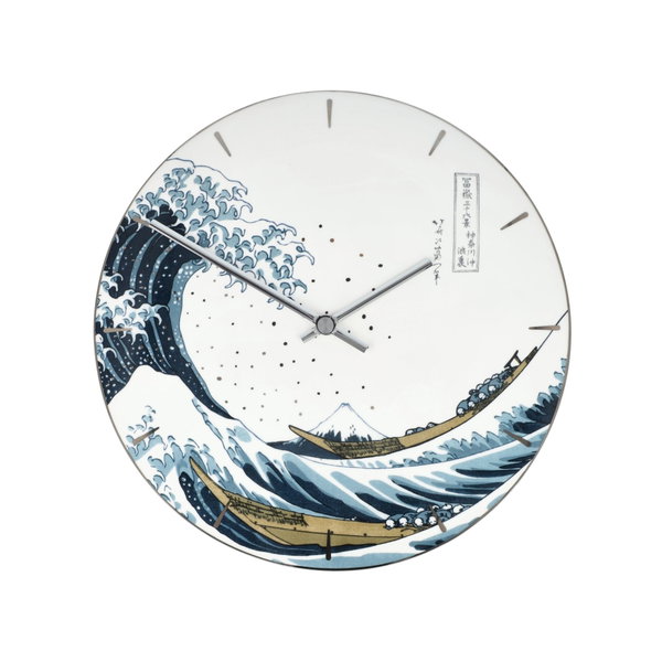 Porcelán falióra 'Great Wave Style', művész: Katsushika Hokusai