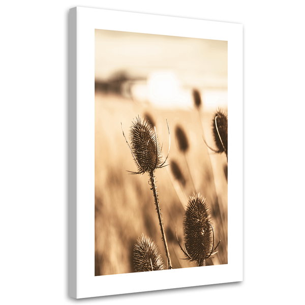 Kunstdruck auf Leinwand 'Sepia Toned Wildflowers Close-Up'