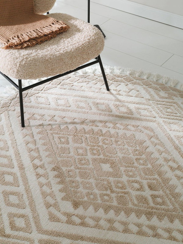Design Runder Teppich Elias Beige