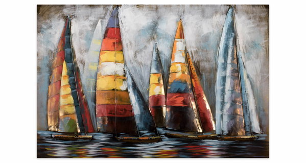 Tableau métallique 3D 'Sailing to Nowhere' 100x70x5cm