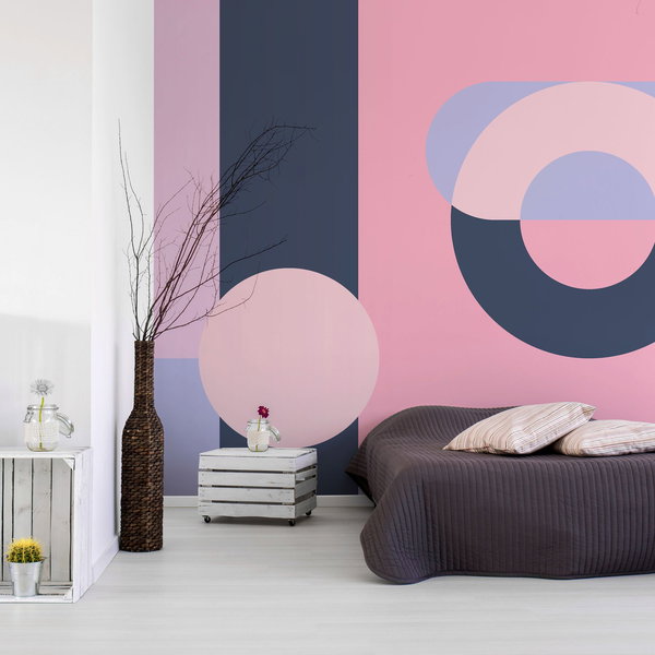 Papier peint autocollant 'Geometric Wreath (Violet)'