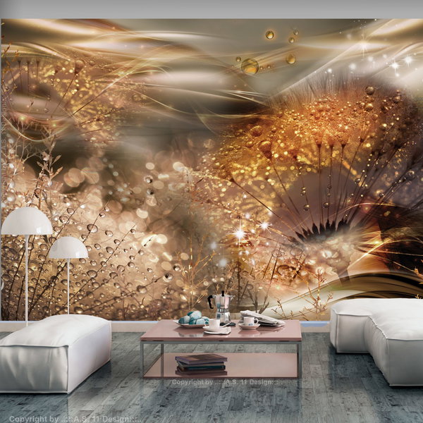 Papel pintado autoadhesivo 'Dandelions' World (Gold)'