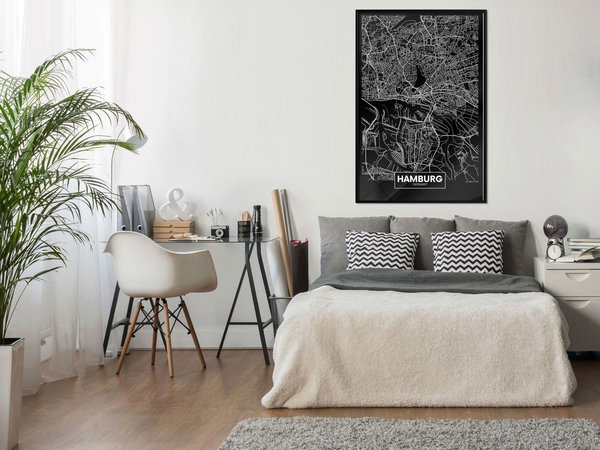 Poster 'City Map: Hamburg (Dark)'