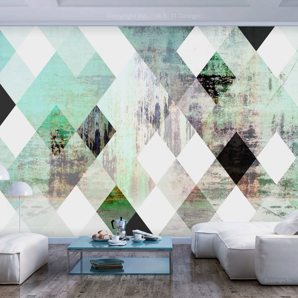 Tapet 'Rhombic Chessboard (Green)'