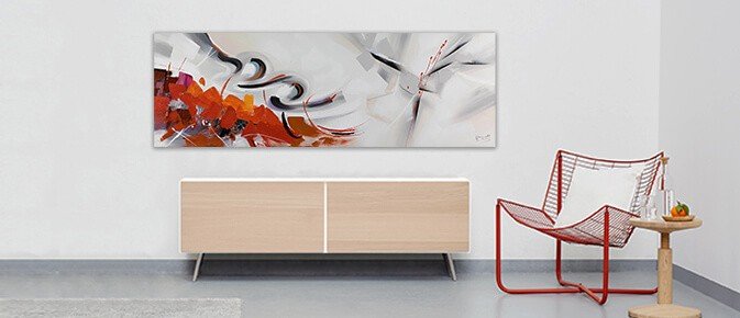Impression sur verre Blanc - Marron - Abstrait Tableau decoration murale  salon 120x80 cm Tableau sur verre acrylique