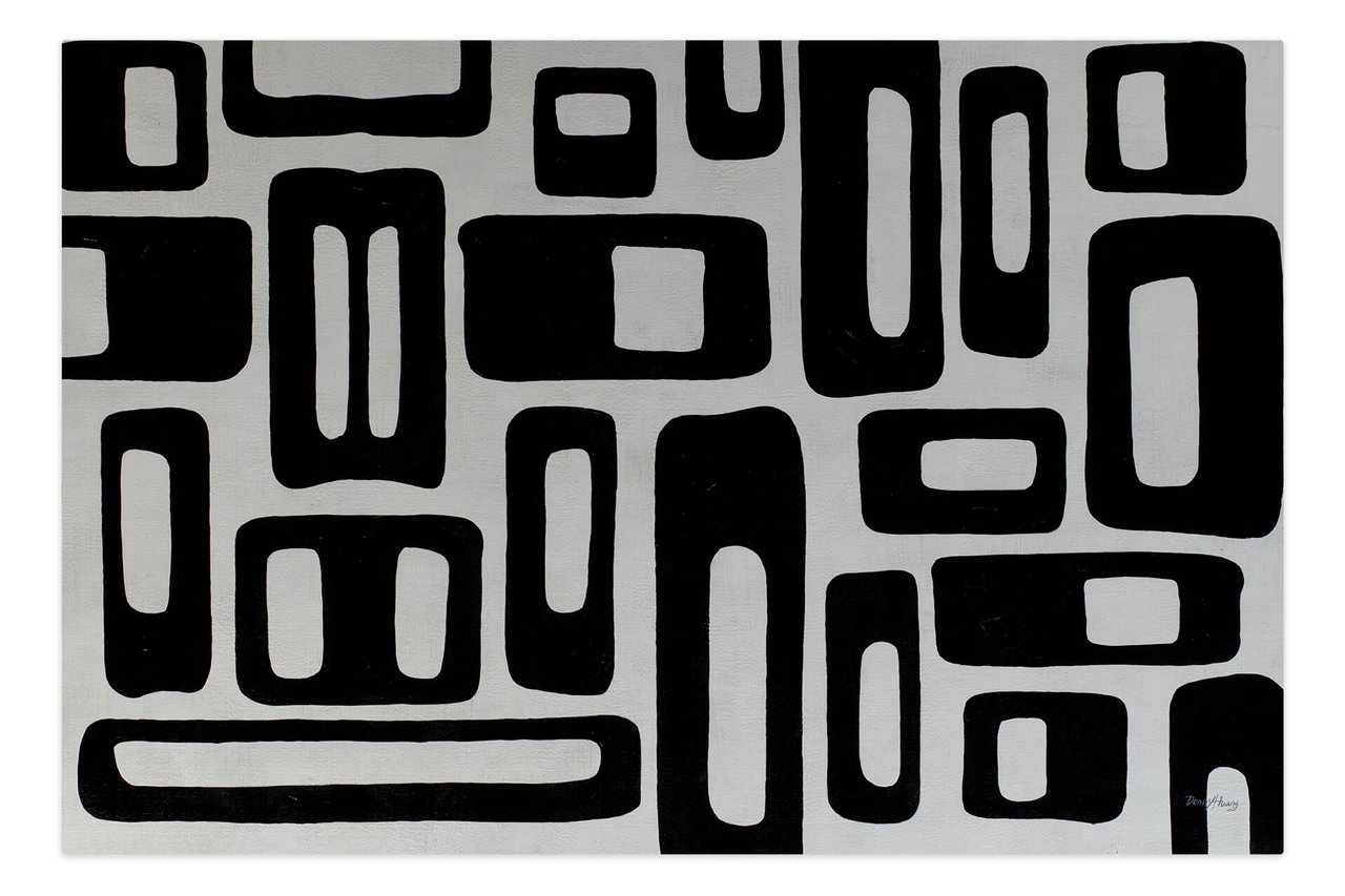Olieverf schilderijen 'Geometry Depths' | Handgeschilderd unicum 180x120cm in de ruimte.