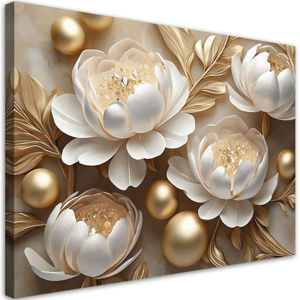 Kunstdruck auf Leinwand 'Golden Petal Symphony 1'