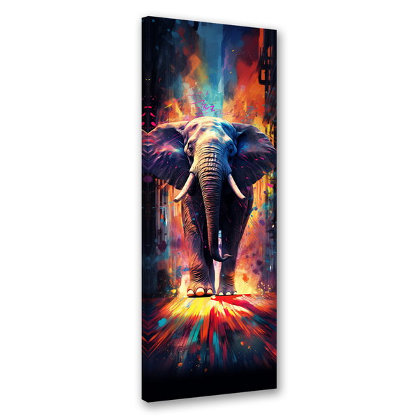Kunstdruck auf Leinwand 'Colorful Elephant in Urban Jungle'