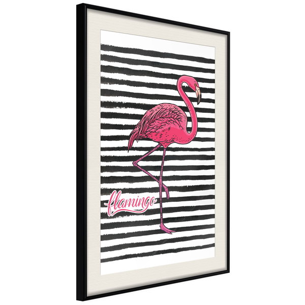Poster 'Black Stripes and Flamingo'