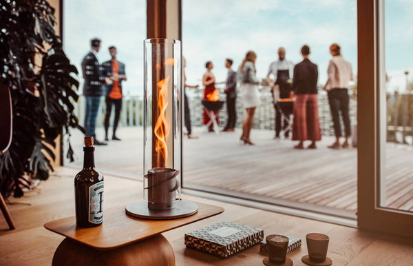 SPIN 90 Tischfeuer silber | Outdoor &amp; Indoor
