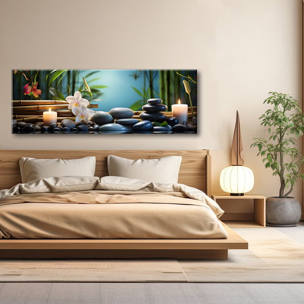 Kunstdruck auf Leinwand 'Orchids and Zen Stones on Water 3'