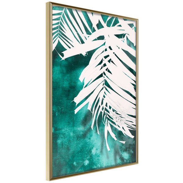 Poster 'White Palm on Teal Background'
