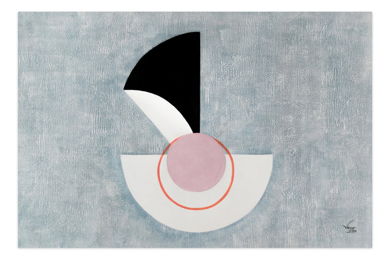 XXL Olieverf schilderijen 'Geometric Balance' | Handgeschilderd unicum komt in de ruimte goed tot zijn recht.