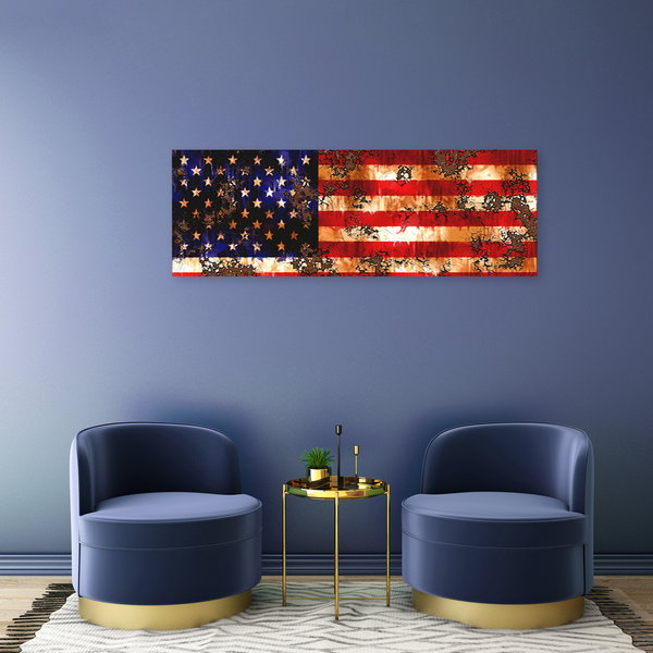 Kunstdruck auf Leinwand 'Rusty American Flag'