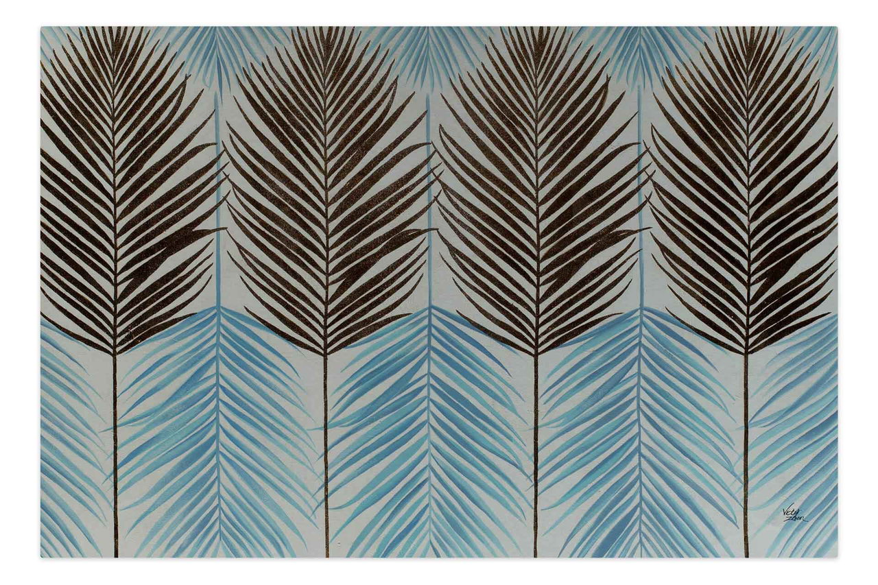XXL Olieverf schilderijen 'Harmony of Leaves' | Handgeschilderd unicum komt in de ruimte goed tot zijn recht.