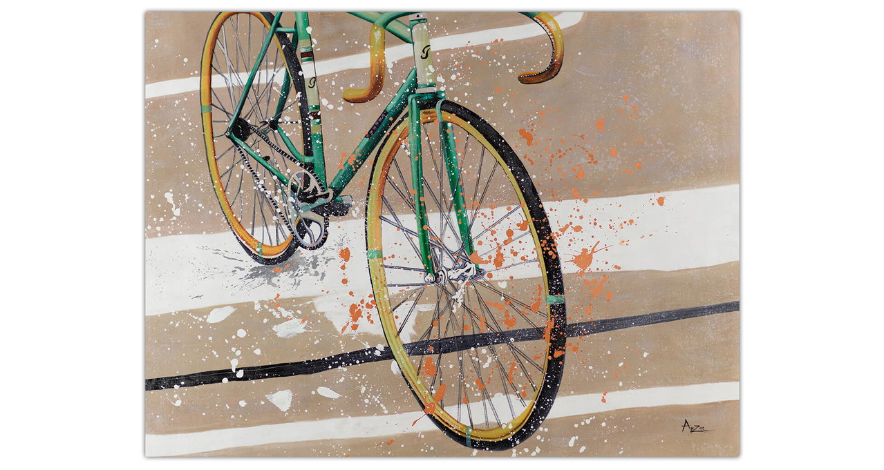 XXL Olieverf schilderijen 'Classy Bike' | Handgeschilderd unicum in de ruimte.