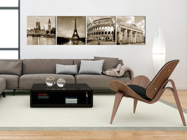 Kunstdruck auf Leinwand 'European Capitals'