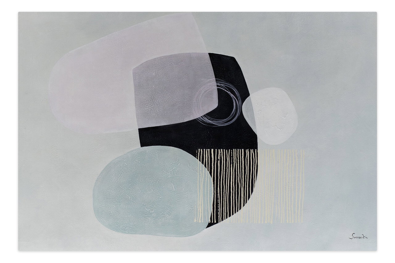 XXL Olieverf schilderijen 'Grey Contemplation' | Handgeschilderd unicum in de ruimte.