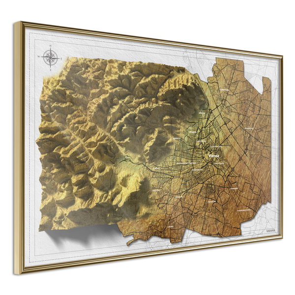 Poster 'Raised Relief Map: Vienna'