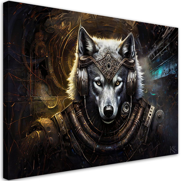 Impressão em tela 'Galactic Howl: The Cyber Wolf 2'
