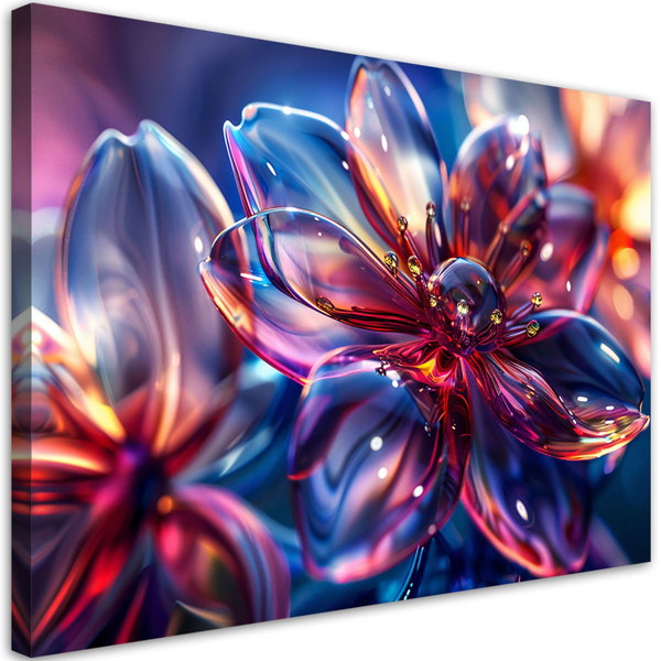 Kunstdruck auf Leinwand 'Neon Prism Blossoms 4'