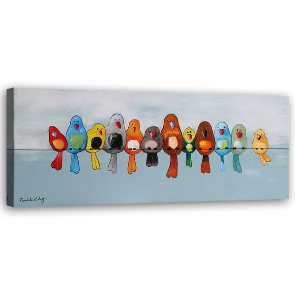 Kunstdruck auf Leinwand 'Rainbow Chorus on a Wire'