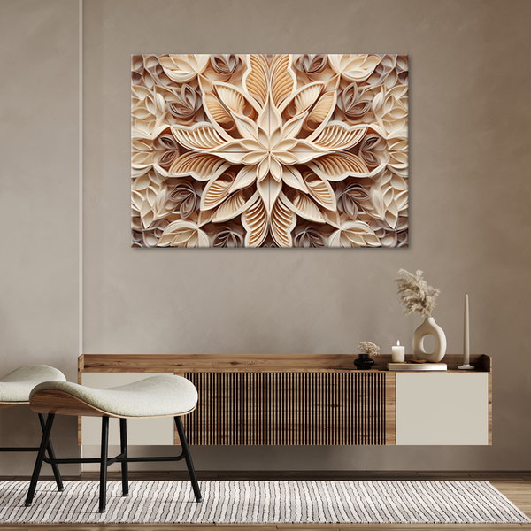 Kunstdruck auf Leinwand 'Beige Intricate Floral Pattern'