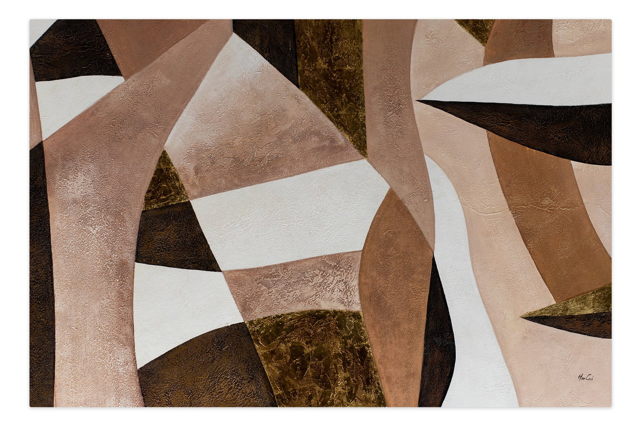 Olieverf schilderijen 'Shades of Mocca' | Handgeschilderd unicum 180x120cm in de ruimte.