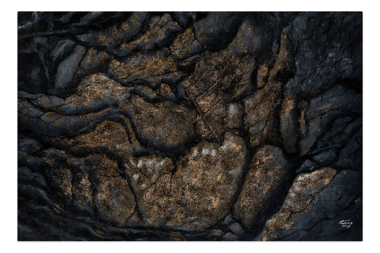 Olieverf schilderijen 'Secret Rock Cave' | Handgeschilderd unicum 180x120cm komt in de ruimte goed tot zijn recht.
