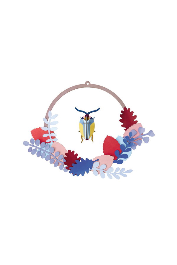 Scultura da parete in cartone 'Beetle Floral Wreath'